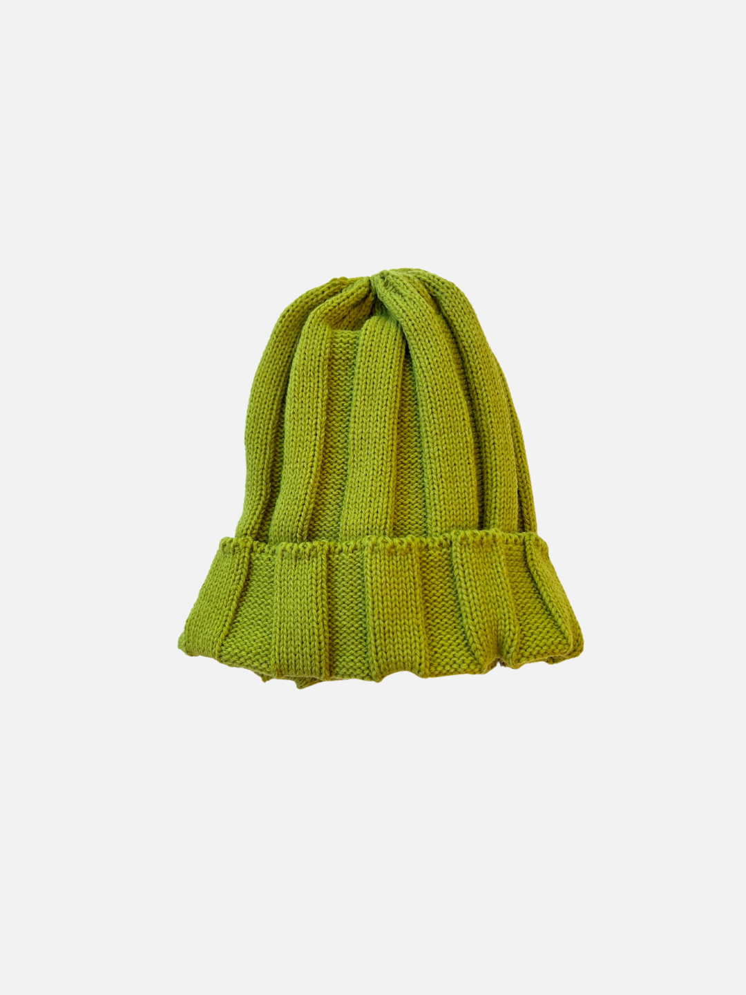 A kids' knitted beanie in sage green