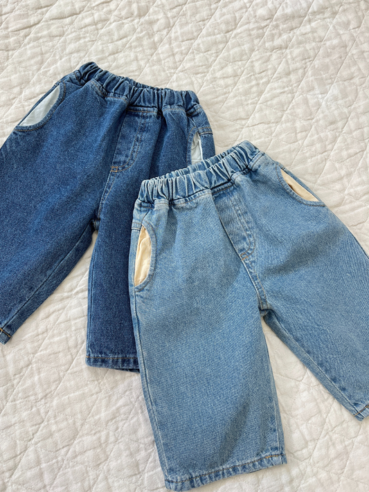 Second image of Light Wash | Front view of baby mini jeans in light denim
