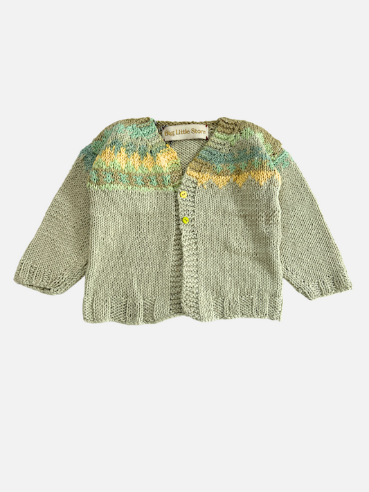 Image of HAND-KNITTED COTTON CARDIGAN - 3-6M in Mint