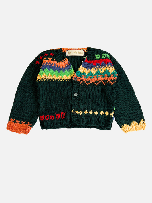 Image of HAND-KNITTED COTTON CARDIGAN - 3-6M in Navy Multi