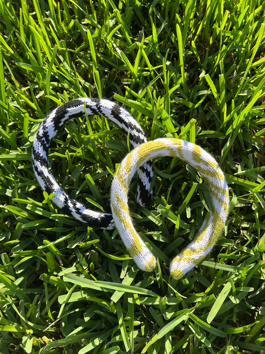 Second image of PUFFY KNIT HEADBAND in Black/White Swirl