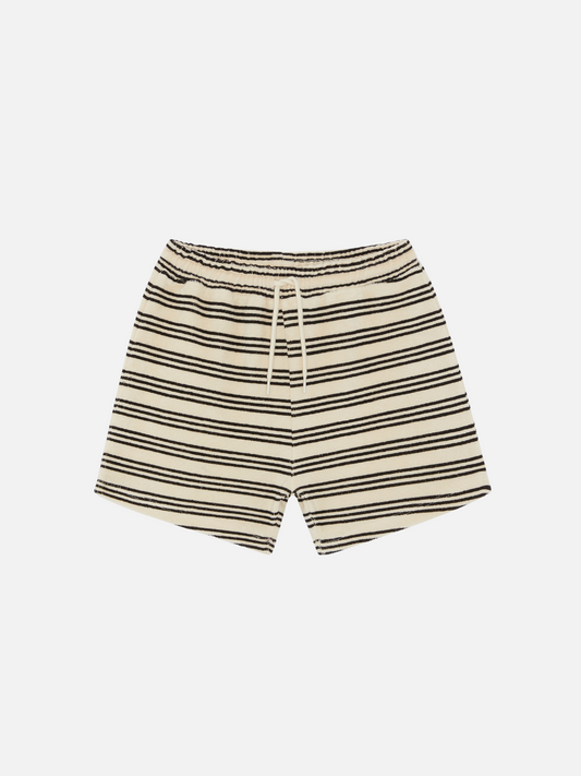 Image of Stripe | A front view of the kid's terry towel shorts in stripe