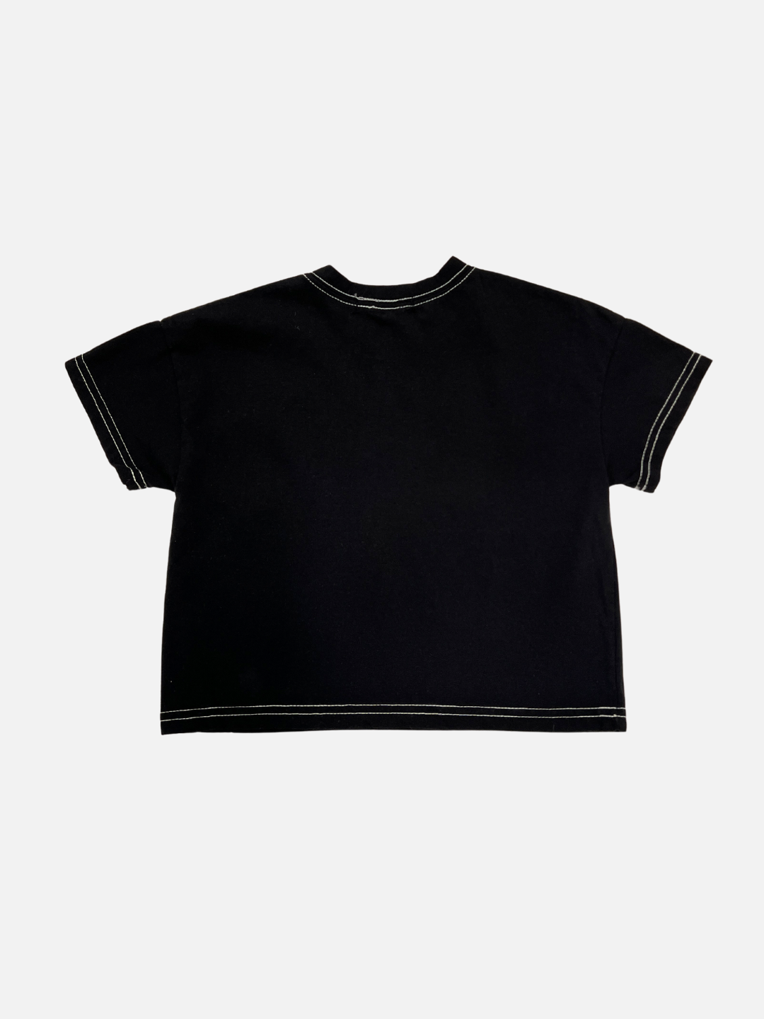 Black | Back view of the kids' stitch pocket tee in Black featuring contrast white stitch