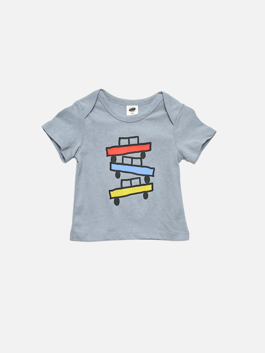Image of TRIPLE CAR BABY TEE in Blue