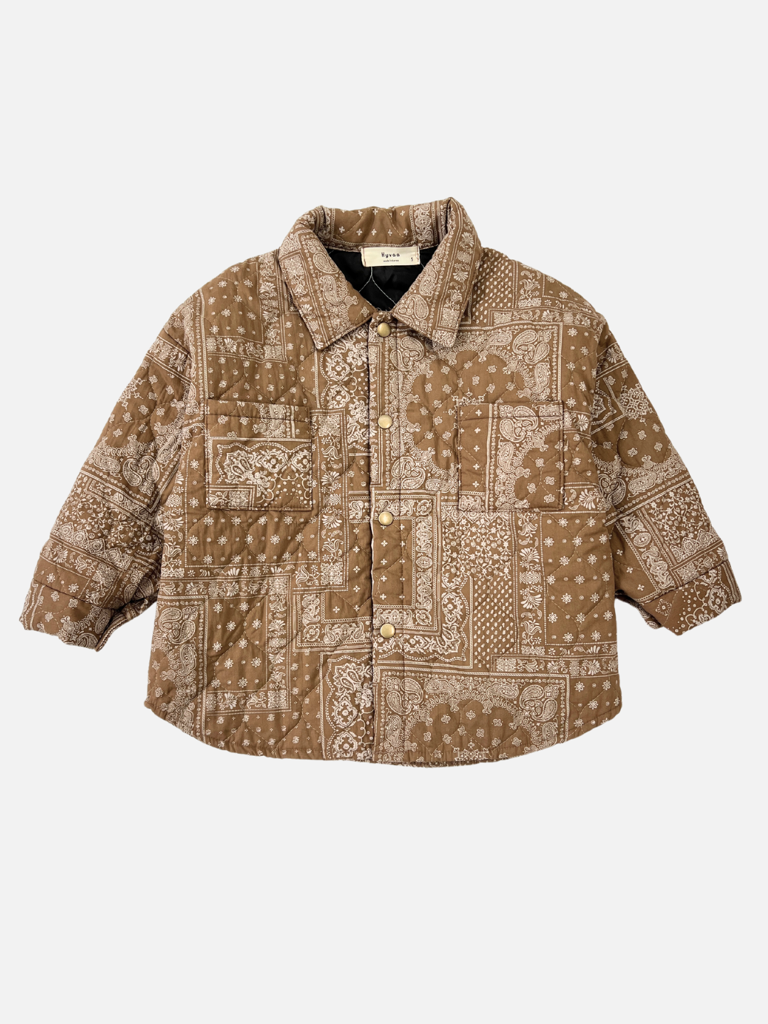 Front view of the kid's Bandana Quilted Overshirt