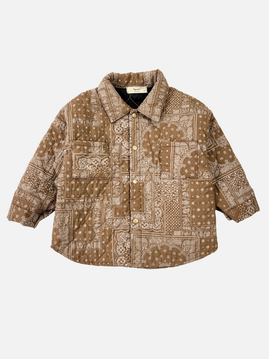 Image of Front view of the kid's Bandana Quilted Overshirt
