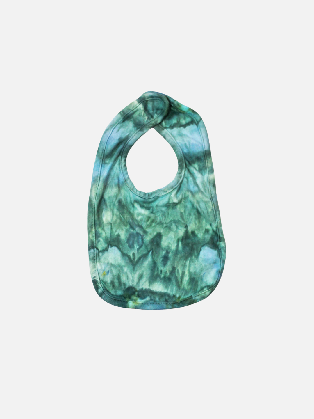 Blue Lagoon | The ICED-DYED BABY BIB features a stylish Blue Lagoon tie-dye pattern on a white background, making it the perfect accessory for any fashionable baby.