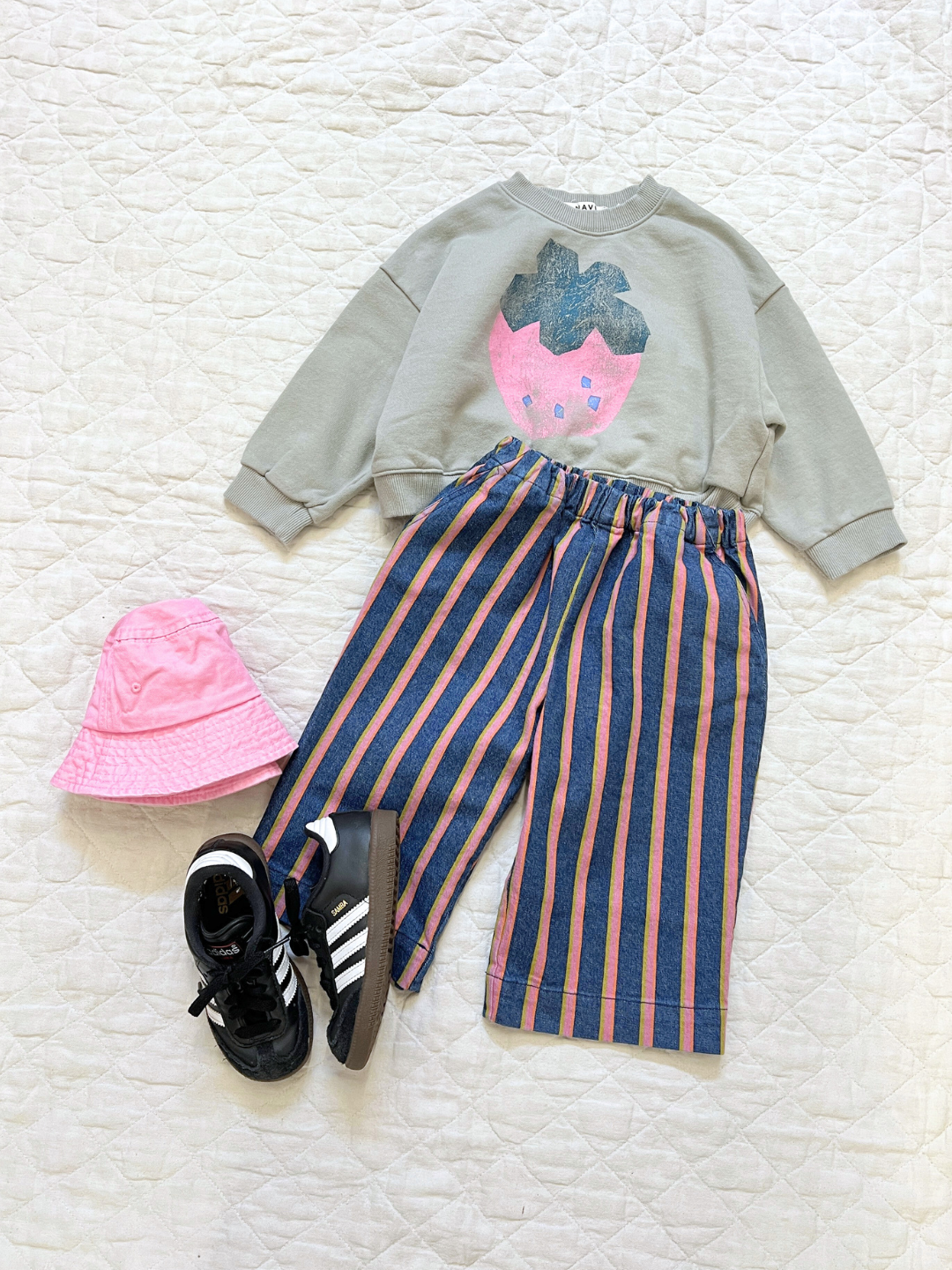 EVER DENIM WIDE-LEG STRIPED TROUSER