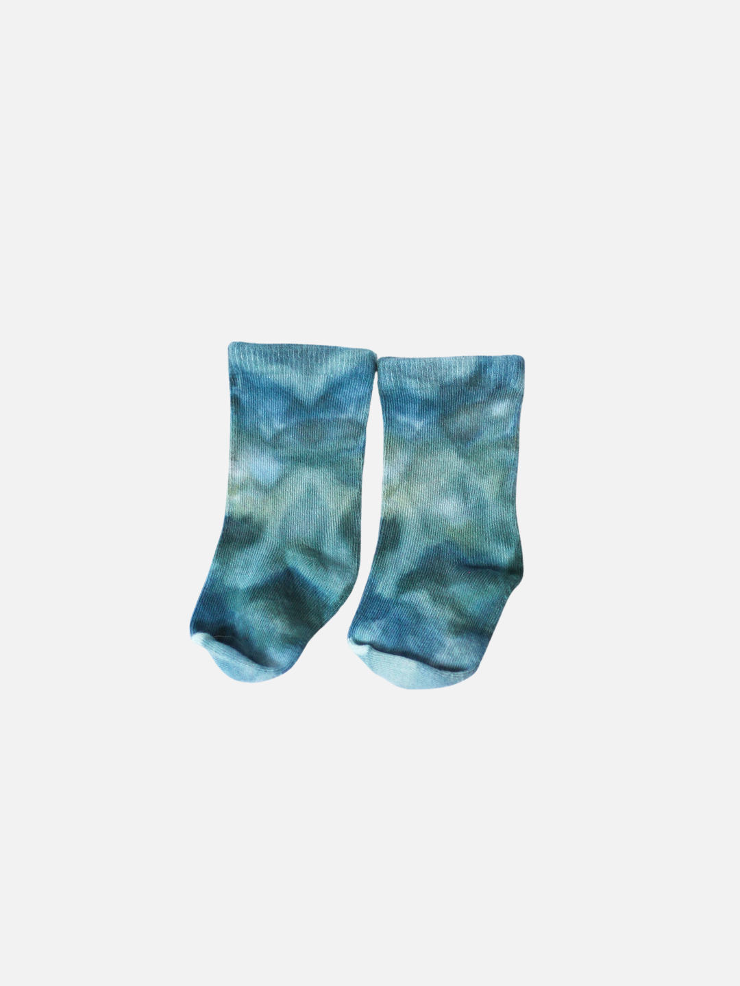 Pair of baby ankle socks in dappled shades of blue and green
