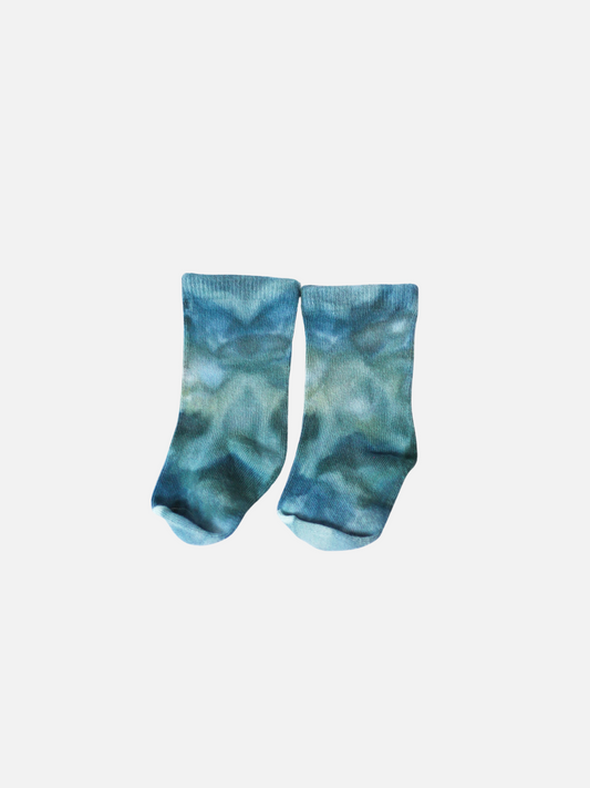 Image of Blue Lagoon | Pair of baby ankle socks in dappled shades of blue and green