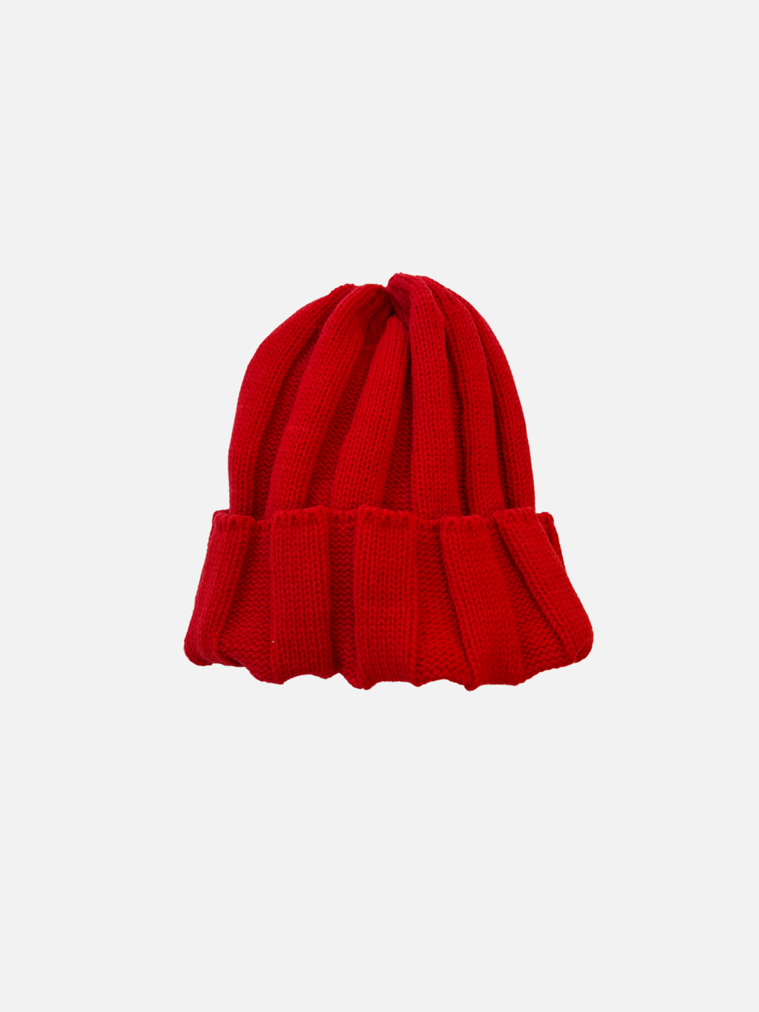 A kids' knitted beanie in red