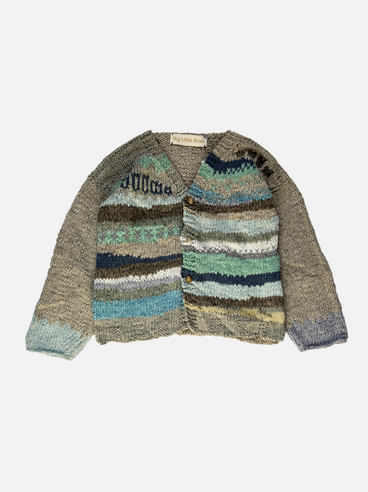 Image of HAND-KNITTED COTTON CARDIGAN - 4-5Y in Grey Blue