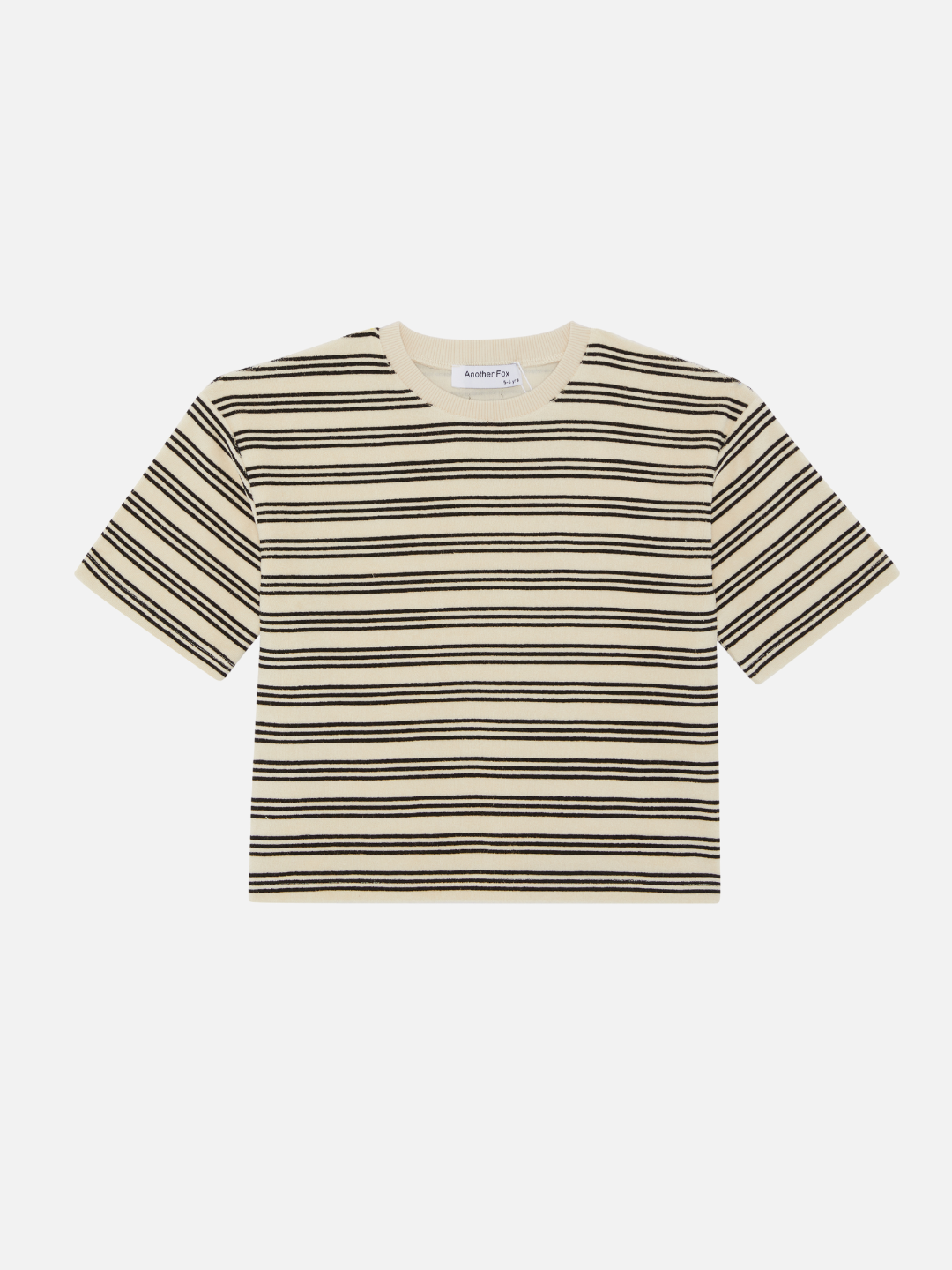 A front view of the kid's tee in stripe print