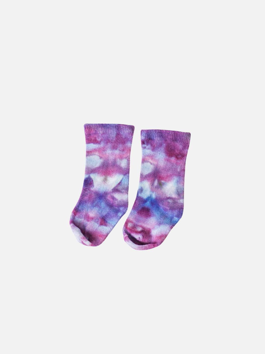 Ultraviolet | Pair of baby ankle socks in dappled shades of violet, pink and blue