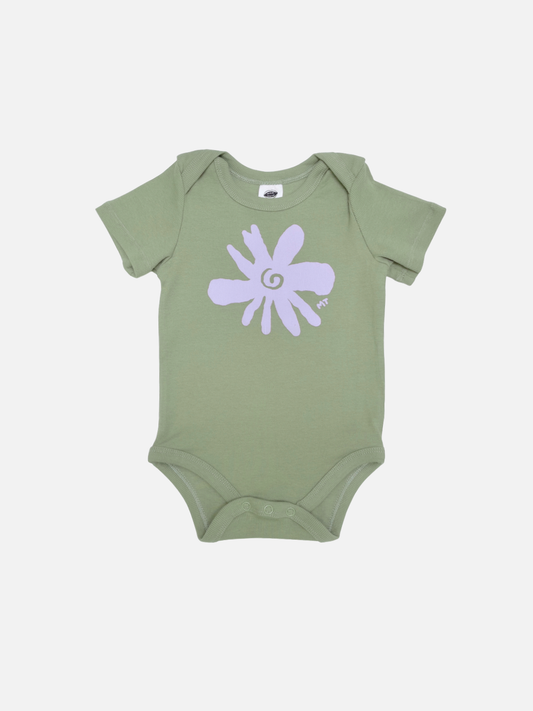 Image of FLOWER SHORT SLEEVE ONESIE in Green