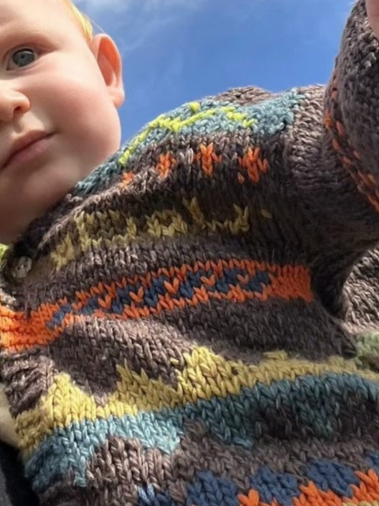 Second image of HAND-KNITTED COTTON CARDIGAN 6-12M