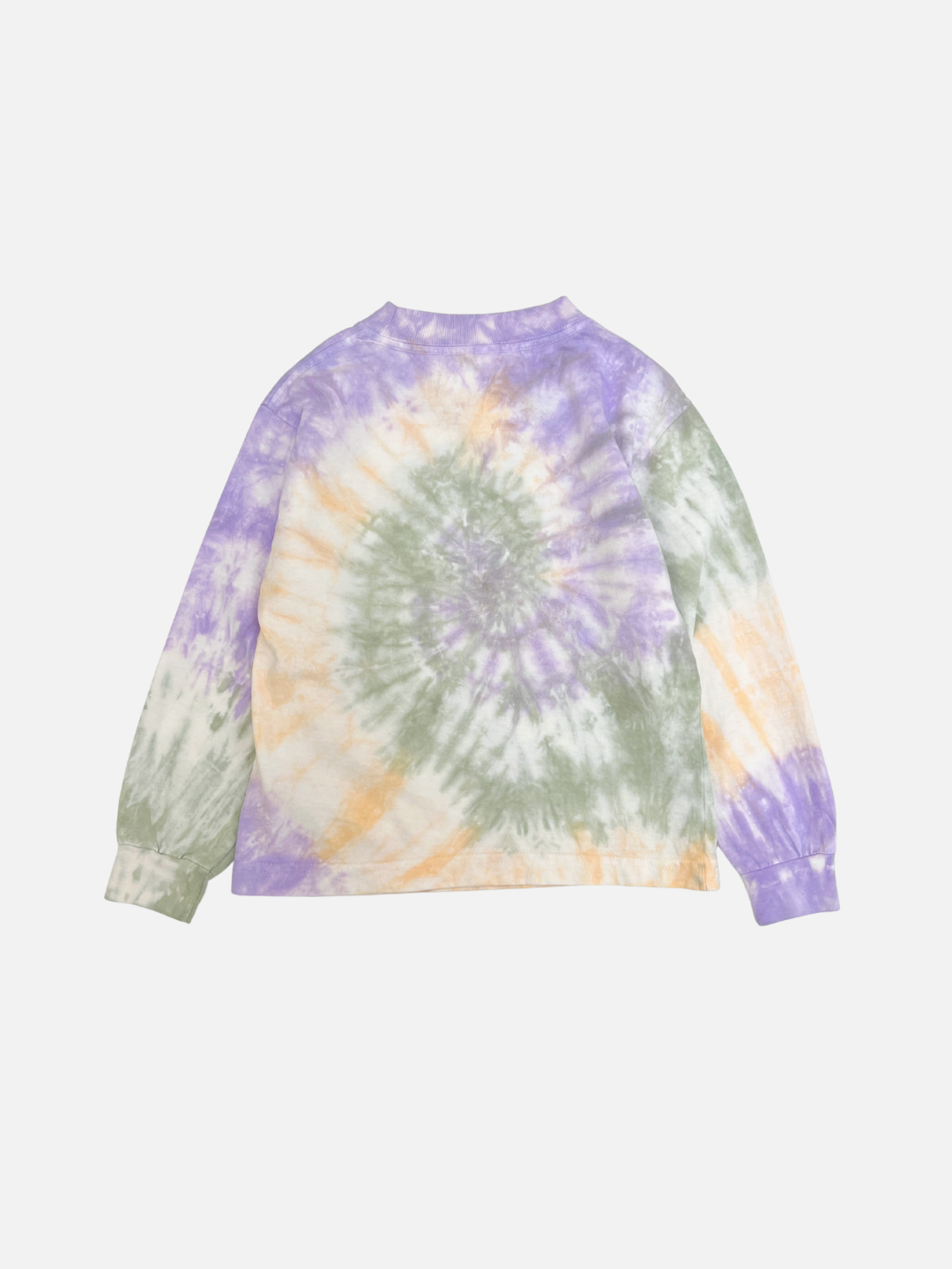 Multi | The ALL MY FRIENDS LONGSLEEVE is a crewneck shirt with long sleeves and a green, purple, and light orange tie-dye pattern, shown flat on a white background.
