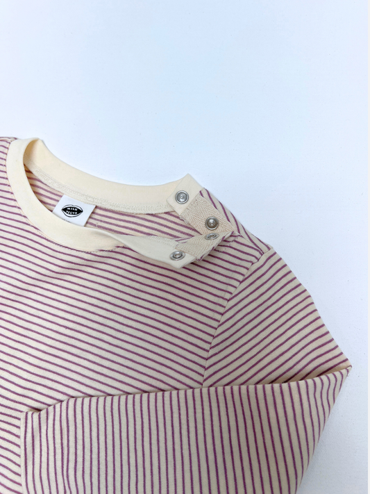 Second image of BABY STRIPE LONGSLEEVE in White/Purple