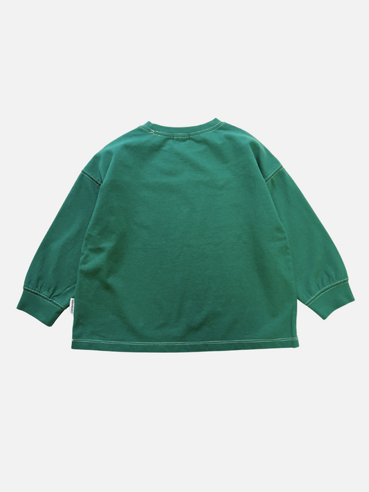 Second image of TOPSTITCH LONGSLEEVE TEE in Green