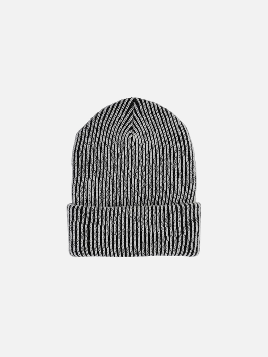 Image of TWO-TONE RIB KNIT BEANIE in Black White