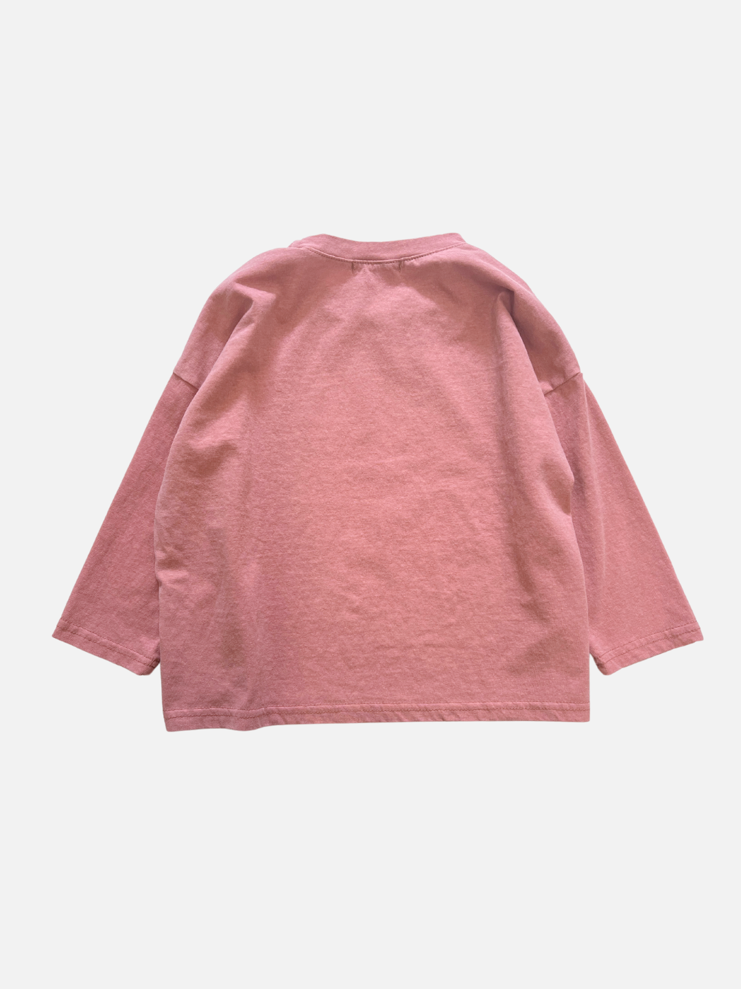 Faded Red |  | The MUSHROOM LONG SLEEVE TEE in pink is displayed flat on a white background, showcasing the back.