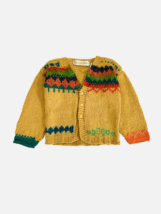 Image of HAND-KNITTED COTTON CARDIGAN - 6-12M in Mustard