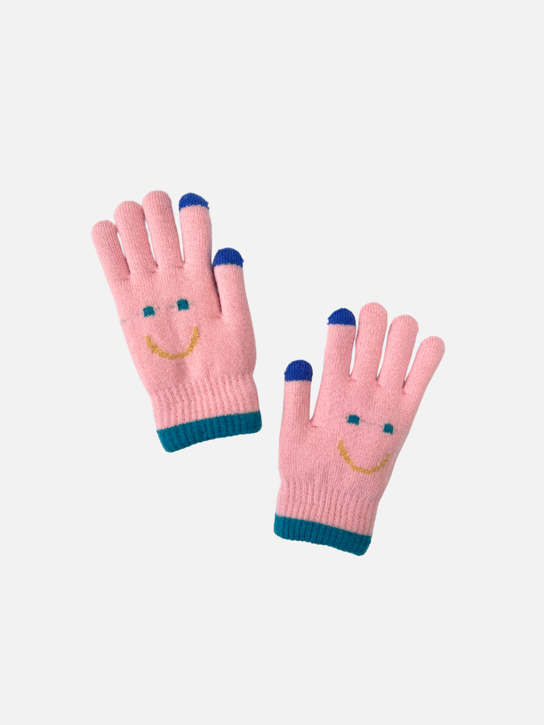 Pink | Front view of kids' smile gloves.