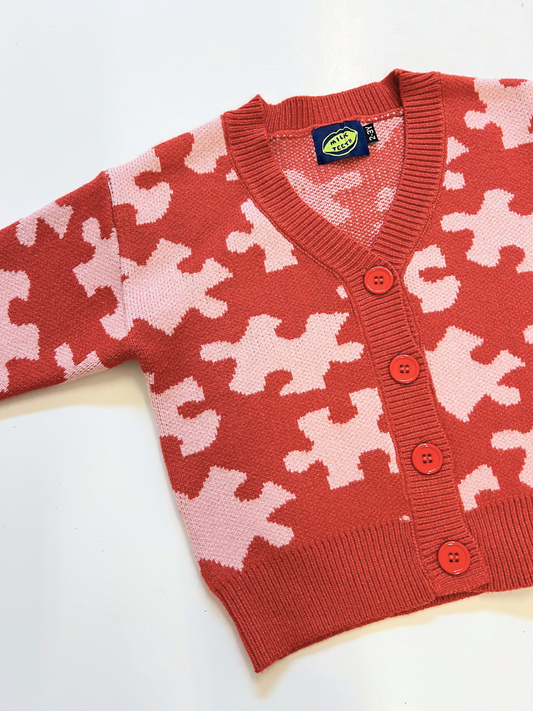 Second image of PUZZLE CARDIGAN in Red