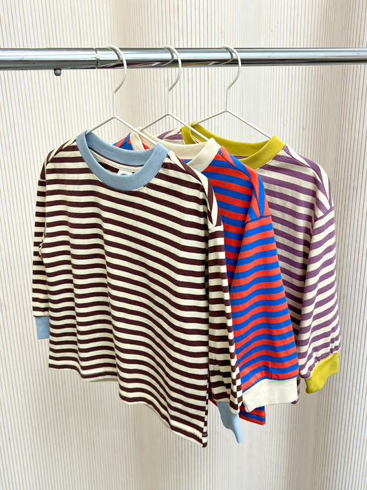 Second image of STRIPE LONGSLEEVE in Brown/Ecru