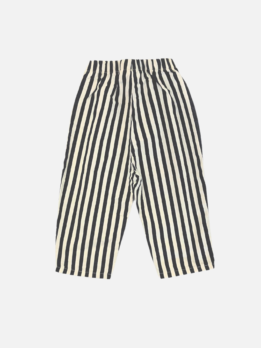 Navy | The PONY STRIPE PANTS are an effortless choice featuring loose-fitting, ankle-length design with black and white vertical stripes, complemented by an elasticated waistband for a relaxed fit.