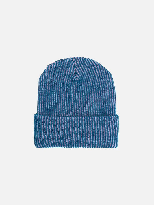 Image of TWO-TONE RIB KNIT BEANIE in Teal Lilac