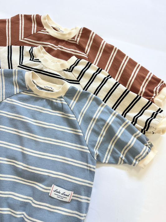 Second image of SLOUCHY STRIPE ROMPER in Sky