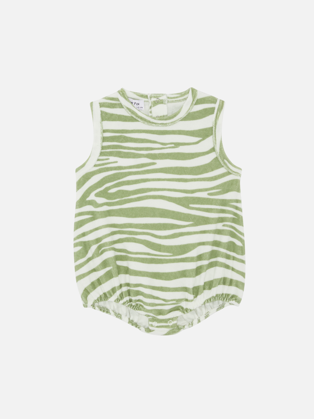 Tiger | Front view of the baby Terry bubble bodysuit in green Tiger print