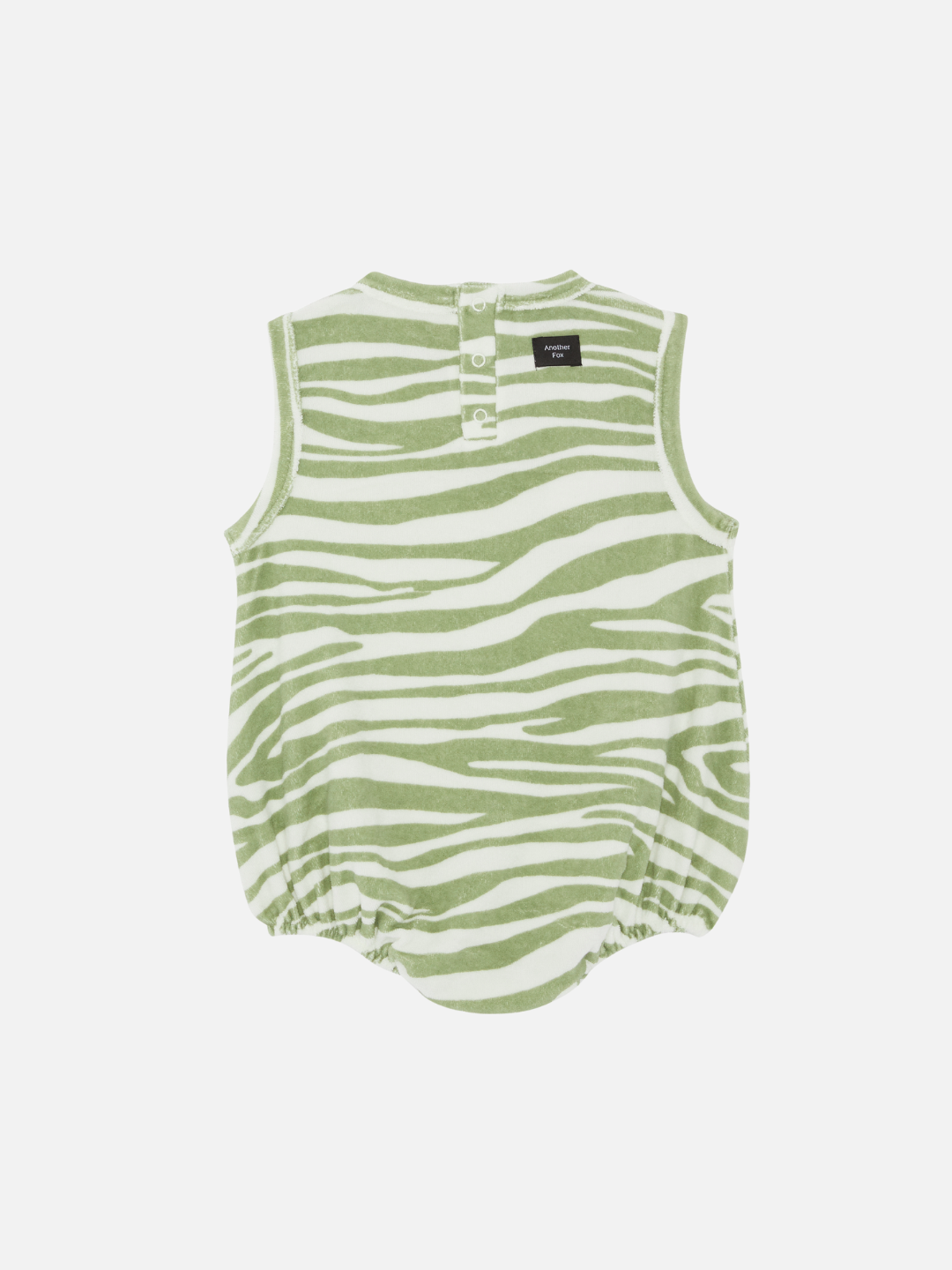 Back view of the baby Terry bubble bodysuit in green Tiger print