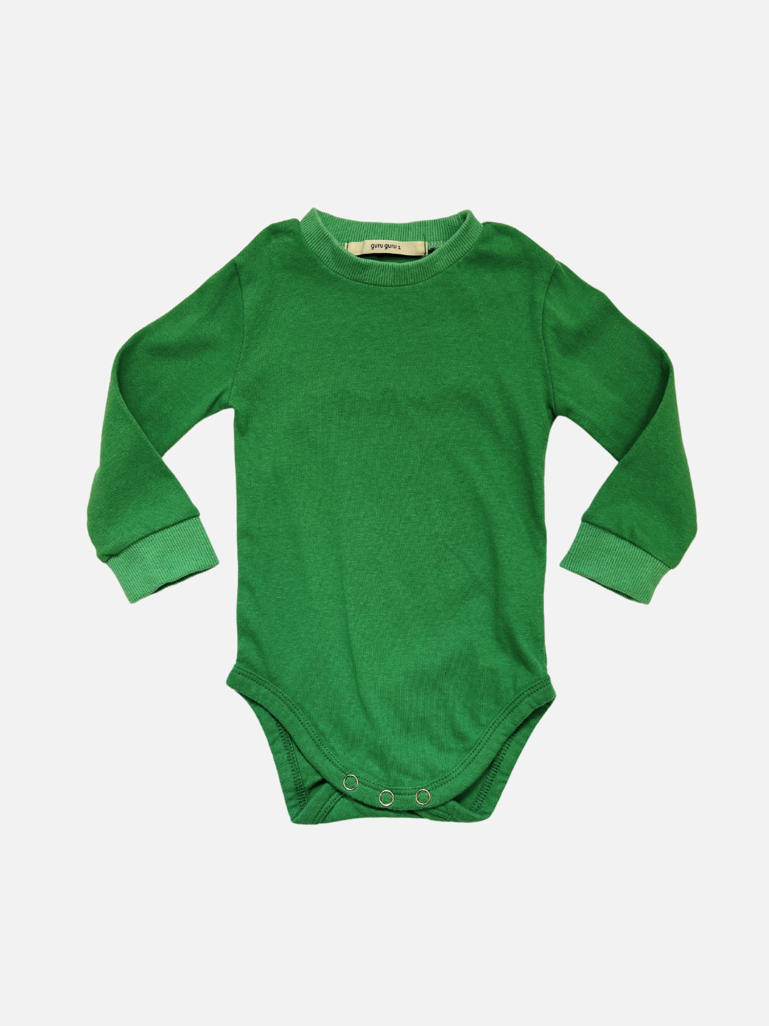 A front view of the patch onesie in Green