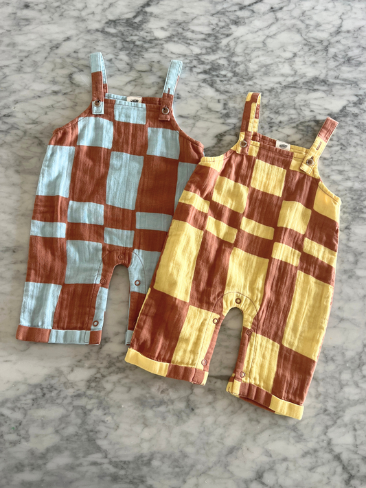 Second image of MUSLIN OVERALLS in Yellow Checkers