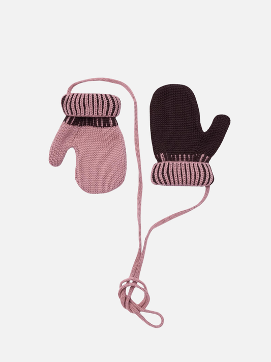 Image of KNIT MERINO MITTENS in Mauve + Brown