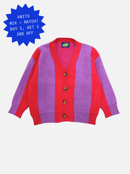 Image of STRIPE CARDIGAN in Red