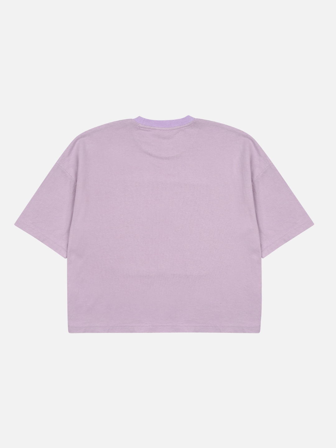 Back of Frame T-Shirt. Plain light purple background.