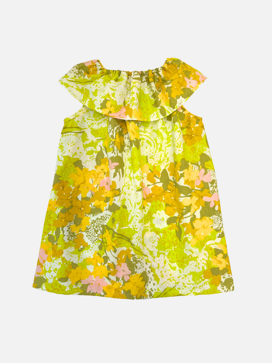 Image of UPCYCLED SUNDRESS IN YELLOW FLOWER 6Y