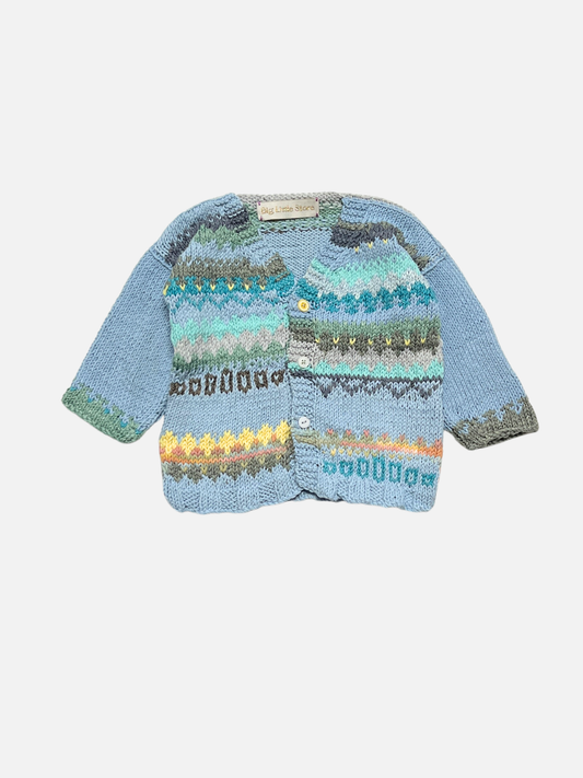 Image of HAND-KNITTED COTTON CARDIGAN 2-3Y in CC (blue)