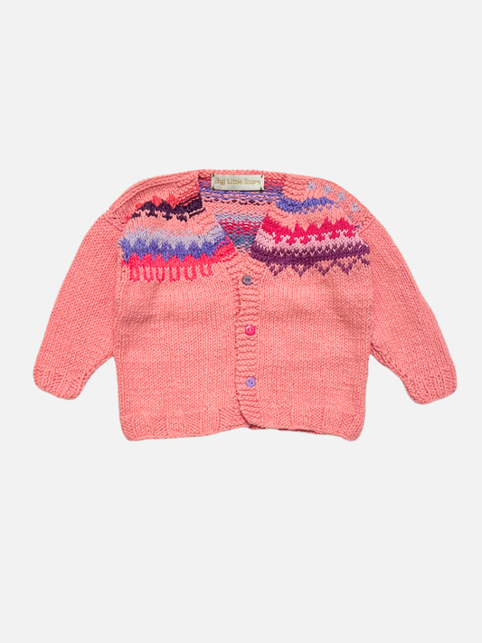 Image of HAND-KNITTED COTTON CARDIGAN 3-4Y in F (pink)
