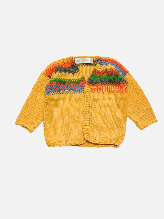 Image of HAND-KNITTED COTTON CARDIGAN 3-4Y in G (yellow)