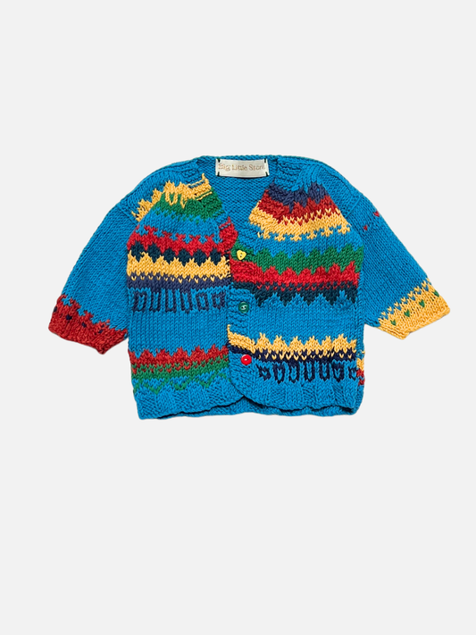 Image of HAND-KNITTED COTTON CARDIGAN 1-2Y in JJ (blue)