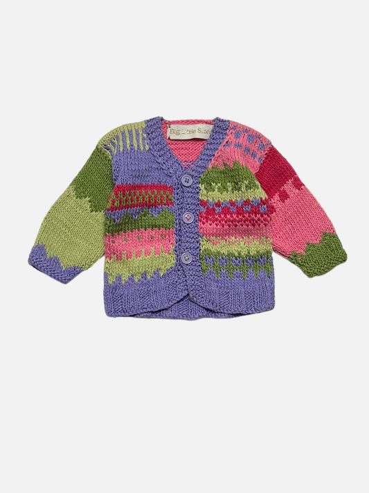 Image of HAND-KNITTED COTTON CARDIGAN 6-12M