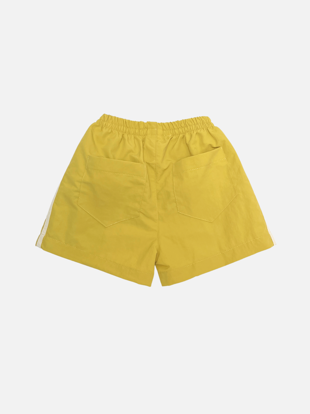 Yellow | SPRINTER SHORTS in yellow featuring an elastic waistband and two back pockets, shown on a plain white background.
