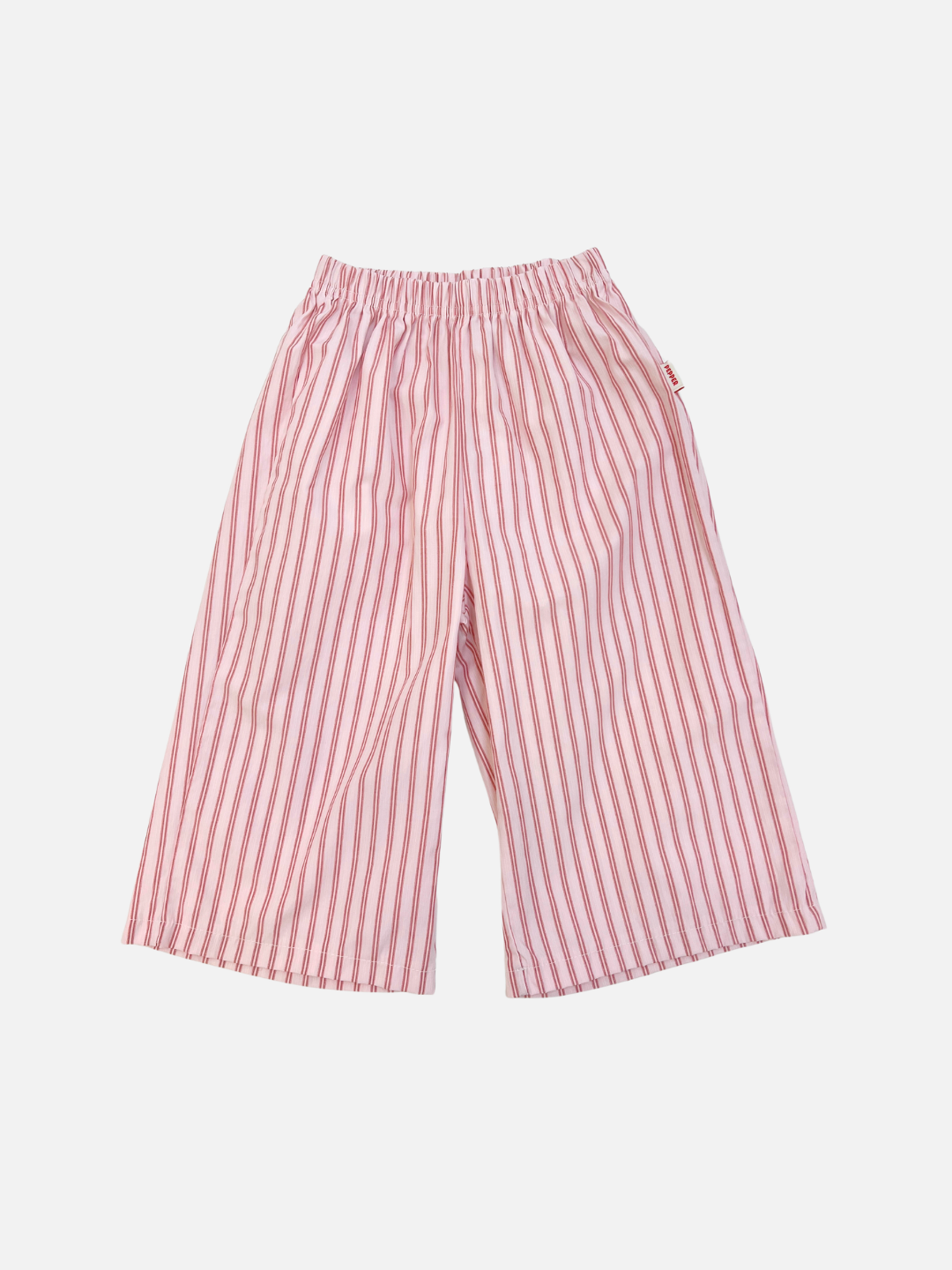 Pink | POPLIN STRIPE PANT in pink with narrow vertical stripes and an elastic waistband for comfort, shown on a plain white background.