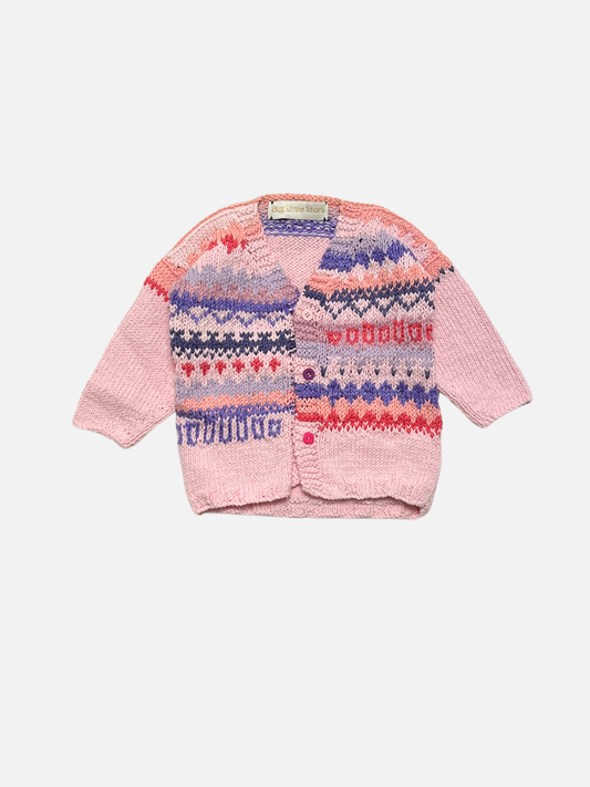 Image of HAND-KNITTED COTTON CARDIGAN 2-3Y in U (pink)