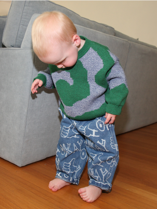 Second image of SWIRL SWEATER in Green/Blue