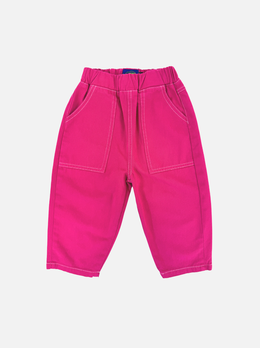 Image of TOPSTITCH TWILL PANTS in Magenta